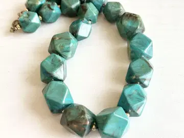 골동품 마블 그린 그린 빅 사이즈 비즈 레트로 vintage 목걸이