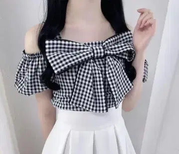evelyn 에블린 빅 리본 tp 깅엄 체크