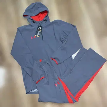 새상품 UnderArmour 후디 자켓 팬츠 세트 루즈 그레이/레드 M
