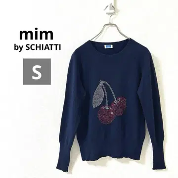 mim by 스캐티 캐시미어 니트 긴팔 체리 패턴 큐빅