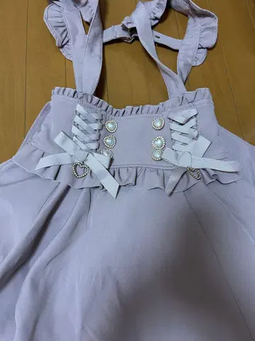 레이스업 서스펜더 치마바지 핑크
