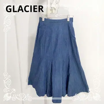 a1160 GLACIER 플레어 스커트 L 데님 블루 귀여운 심플