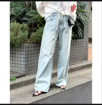 cafune 카프네 드로우 스트링 데님 팬츠 / 루즈 와이드 38