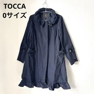 0 사이즈 TOCCA 토카 리본 프릴 트렌치 2way 네이비