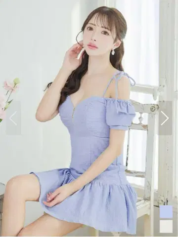 오프숄더 라이트 블루 드레스 S 사이즈