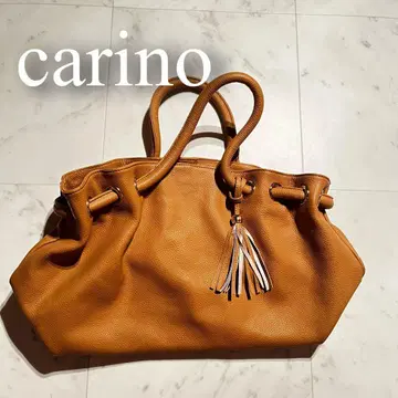 carino 천연 가죽 오렌지 핸드백 태슬 포함