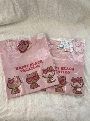 [새상품급] 일광화상 헬로키티 치비T 셔츠 핑크 S 사이즈 2장 세트