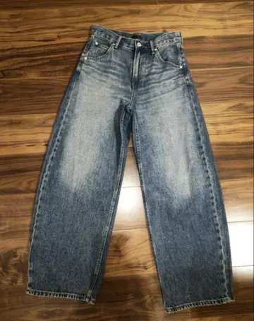 UNIQLO 배기 커브 청바지 숏 기장 24인치 67BLUE