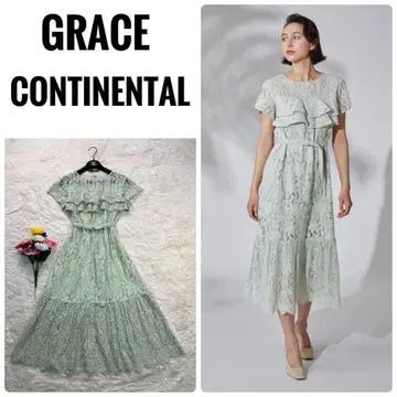 GRACE CONTINENTAL 새상품급 레이스 콤비 티어드 원피스