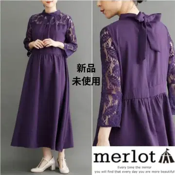 [ 새상품 미사용 ] merlot 백리본 드레스 원피스 보라색