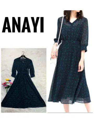 ANAYI 새상품급 다크 그린 꽃무늬 맥시 원피스