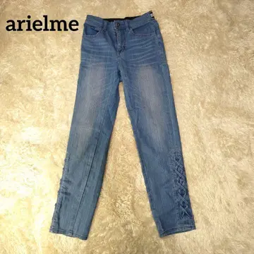 아리엘미 데님 청바지 스트레치 뜨개질 라메 밴딩