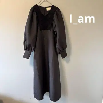 I_am 플레어 원피스 긴팔 블랙