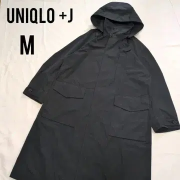 유니클로 플러스 제이 오버 사이즈 후디드 롱 코트 네이비 M