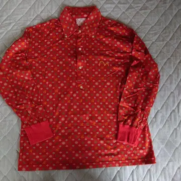 EVISU 빨간색 무늬 긴팔 피케 셔츠 사이즈 1