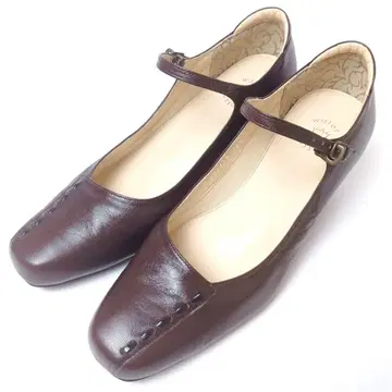 [ 새상품급 ] HIMIKO 펌프스 24.5cm 브라운 계열 가죽 스트랩