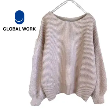GLOBAL WORK 페더 슬리브 풀오버 니트