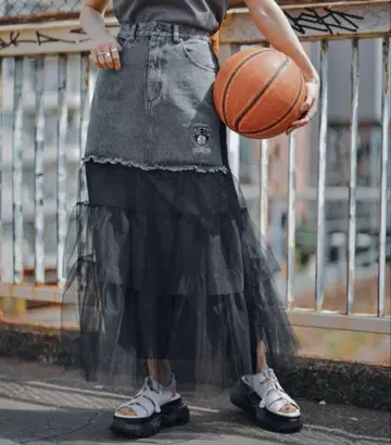 미사용 새상품 RAGEBLUE 레이지블루 NBA 튤 데님 스커트