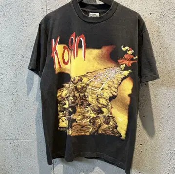 korn 콘 T셔츠 L 블랙 밴드 락 메탈 투어 페이드