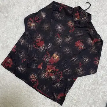 PRONTI 프린트 가공 플라워 블랙 x 보르도 2XL