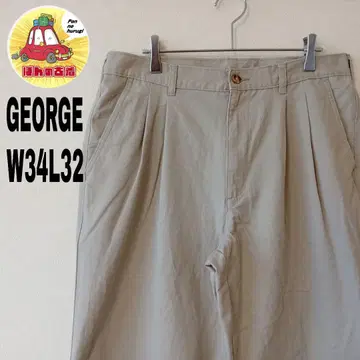 USA 구제 의류 GEORGE 치노 팬츠 W34 L32 베이지 투 턱