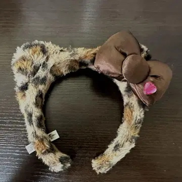 키티 레오파드 무늬 머리띠 리본 포함