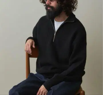 Steven Alan 코튼/캐시미어 하프 지퍼 드라이버 니트