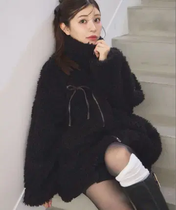 사이드 라인 리본 보아 블루종