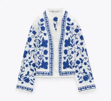 ZARA 린넨 블렌드 자수 자켓 M