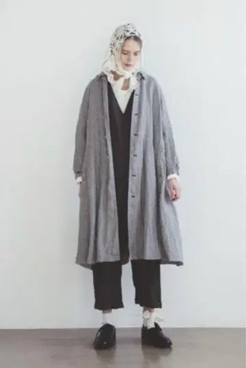 nest robe 헴프 선염 깅엄 체크 코트