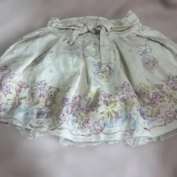 LIZLISA 곰 플라워 프린트 플레어 스커트