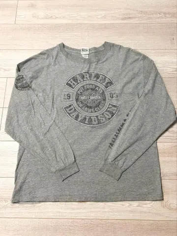 할리데이비슨 그레이 긴팔 티셔츠 백 프린트 양면 온두라스 제조