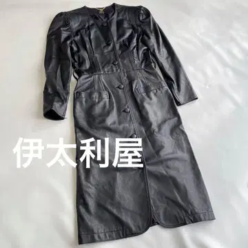 이타리야 이탈리아 가죽 인조 가죽 롱 원피스 코트