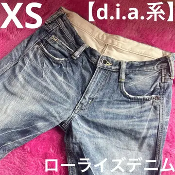 dia계 로우라이즈 스트레이트 데님 블루 데미지 가공 XS 헤이세이 갸루