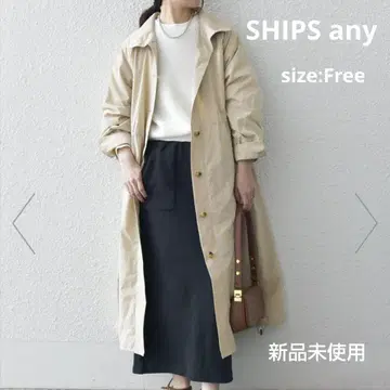 SHIPS any: 세탁기 사용 가능 스탠드 카라 롱 코트