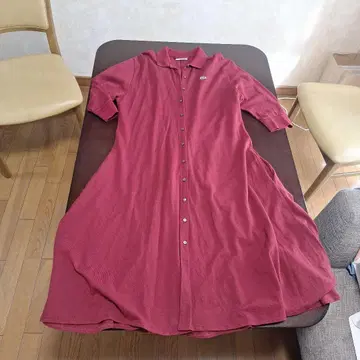 LACOSTE 버건디 폴로 셔츠 원피스