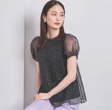 UNITED ARROWS 오간자 미니 퍼프 숏 슬리브 블라우스