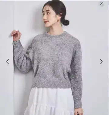 UNITED ARROWS 글리터 크루넥 니트 실버 라메