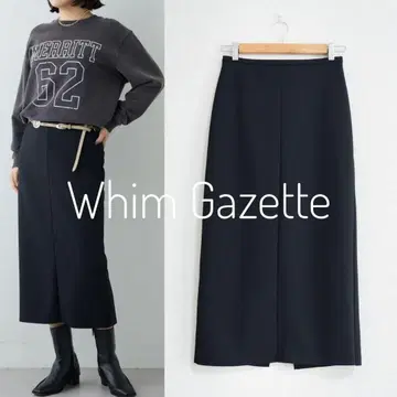 새상품급 Whim Gazette 종이상자 슬릿 스커트 블랙 38