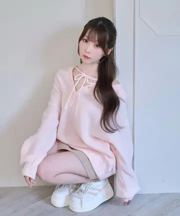 Rose Muse Mohair knit hoodie 핑크