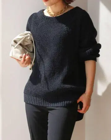 Lily Linen 아제 풀오버 네이비