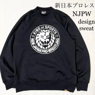 신일본 프로레슬링 NJPW 빅 로고 프린트 맨투맨 블랙 L