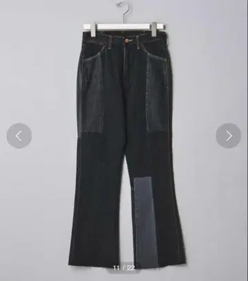 wrangler 패치워크 플레어 데님 팬츠 블랙