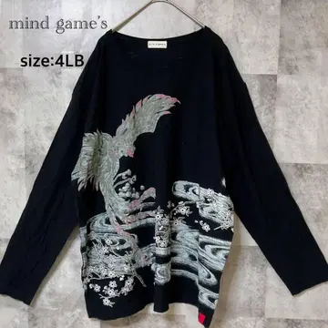 [ mind game's ] 긴팔 티셔츠 4L 후지산 일본풍 패턴