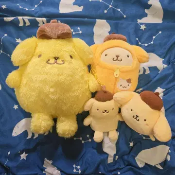 폼폼푸딩 봉제 인형 마스코트 키링 4개 세트