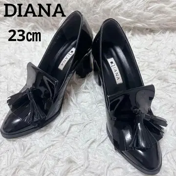 DIANA 다이애나 펌프스 태슬 청키힐 23 에나멜 블랙