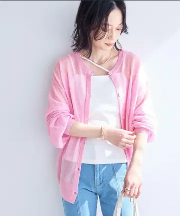 Chaco closet 2WAY 크루넥 시어 니트 가디건