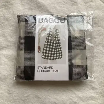 BAGGU 에코백 standard 블랙 x 화이트 체크