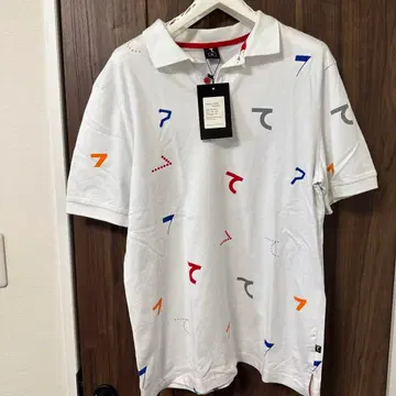 일본 미발매 7SABER 화이트 피케 셔츠 XL 컬러풀 프린트