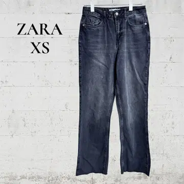 [ ZARA ] [ XS ] 34 와이드 팬츠 블랙 데님 컷오프 빅